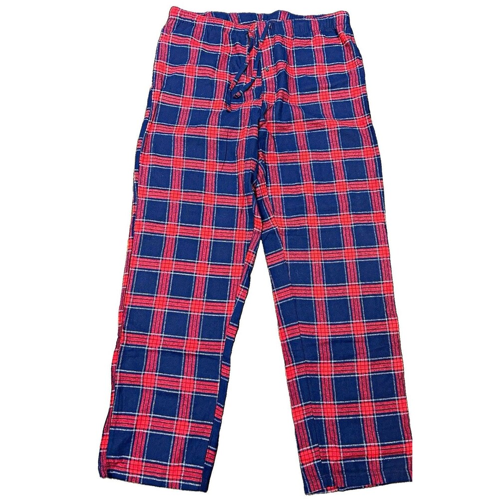 Royal Class L Red/Blue Plaid 100% Cotton Drawstring Pajama Pants Loungewear